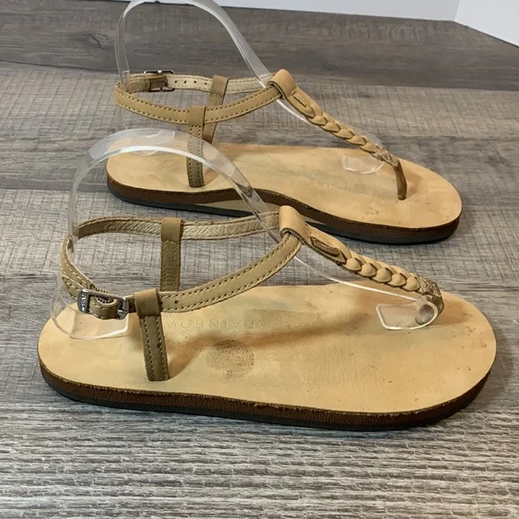 Rainbow braided T strap sandals size Medium 6.5-7.5 - Picture 3 of 8